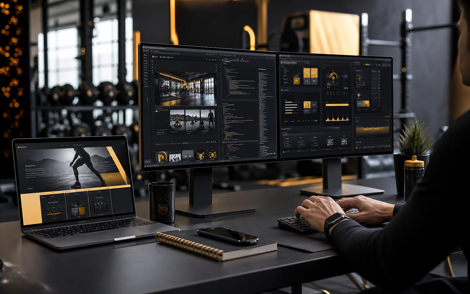 Entwicklung einer Website und digitaler Tools am Laptop